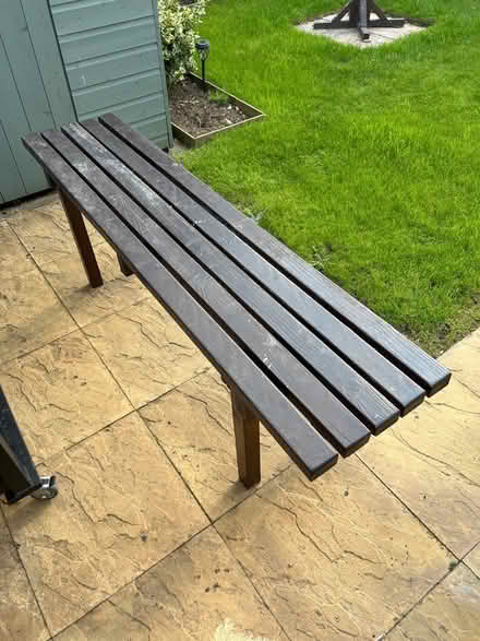Photo of free Garden bench. 160 L x 36 W x 55 H (High fields Tetbury) #1