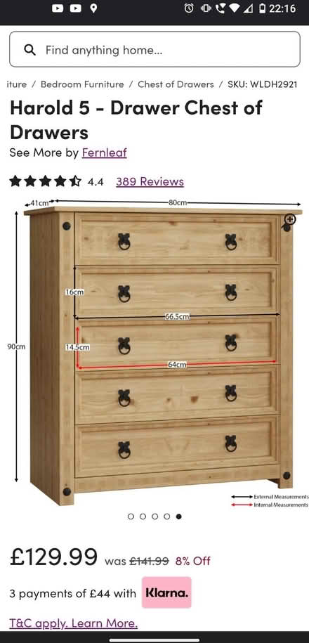 Photo of free Wooden chest of drawers (Strood ME2) #2