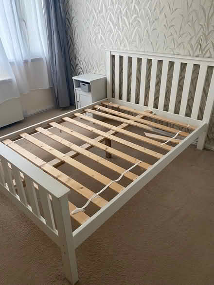 Photo of free White wooden bed double (Bath combe down/odd down) #2