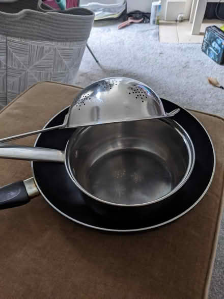 Photo of free Pot, colinder and deep frying pan (Bushey, WD23) #1