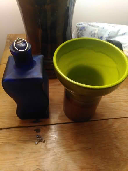 Photo of free Vase and blue decorative bottle (N7 Holloway Road) #1