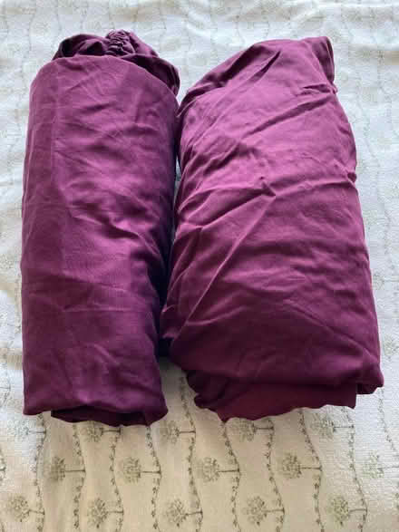 Photo of free Two deep purple fitted SINGLE sheets (Woodside Park N12) #1