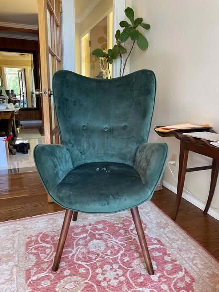 Photo of free Green velvet chair (Los Altos, CA) #1