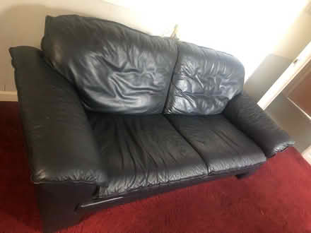 Photo of free Large black leather sofa (Basford. Nottingham) #1