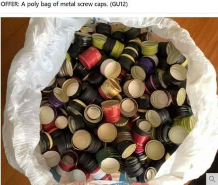 Photo of free A Polybag of non-metallic screw tops (Mytchett GU12) #1