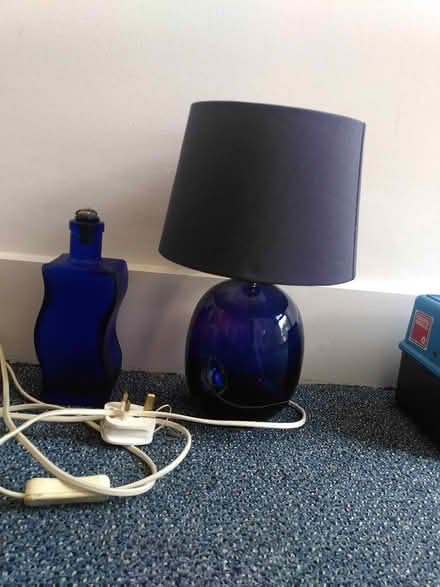 Photo of free Navy Blue lamp + ornament bottle (N7 Holloway Road) #1