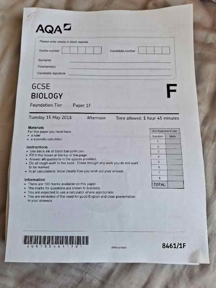Photo of free Science GCSE Pass Papers (Fenham NE4) #1