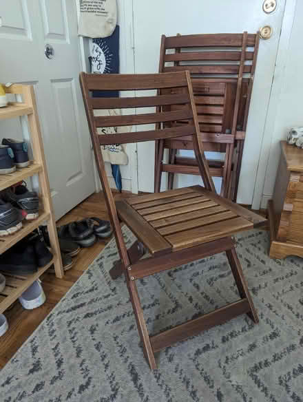 Photo of free 3 wood folding chairs (20008, near BreadFurst) #1