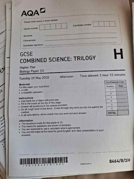 Photo of free Science GCSE Pass Papers (Fenham NE4) #2