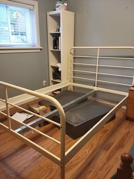 Photo of free White metal double bed frame (Lakeview) #1