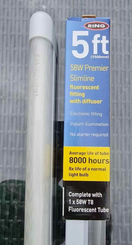 Photo of free Fluorescent Light fittings 5ft 58W slimline (Woodford IG8) #1
