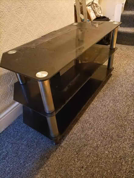 Photo of free Glass TV stand (Tywyn LL31) #1