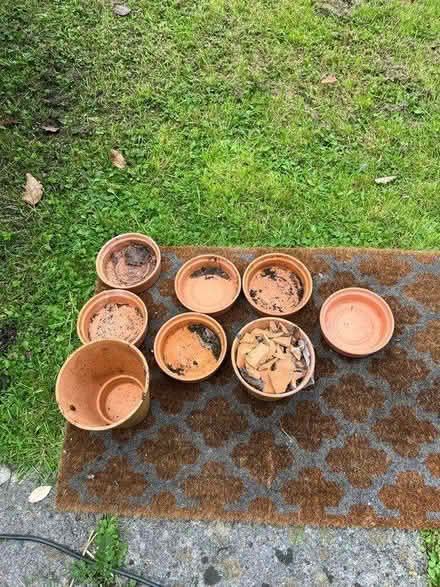 Photo of free Ikea clay pot & bases, & rug (Penarth CF64) #1
