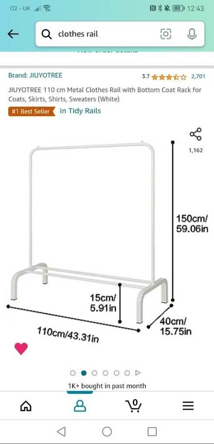 Photo of free White clothes rail (Brighton, BN2) #3