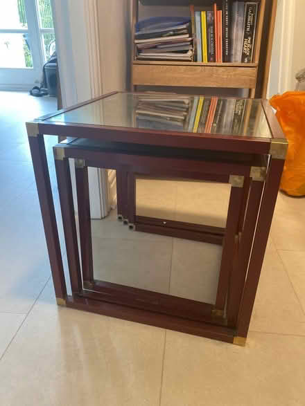 Photo of free Nest of 3 metal and mirrored tables (M15 Castlefield city centre) #1