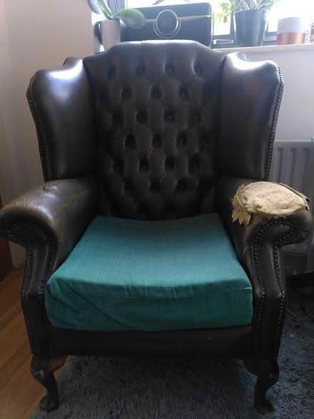 Photo of free High back wing chair - petrol green (N7 Holloway Road) #2