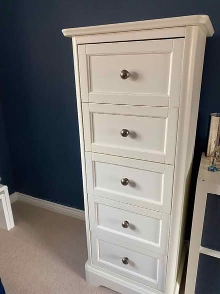 Photo of free Creamy white Tall Boy chest of drawers (Brook End SG5) #1