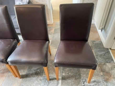 Photo of free 4 brown faux leather ikea dining chairs (East Hunsbury) #1