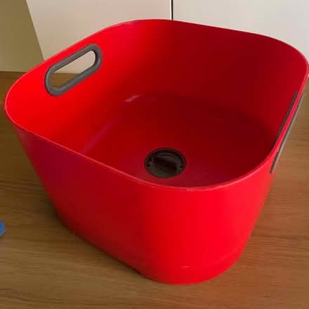 Photo of free Red washing up bowl with plug (Willington DE65) #1