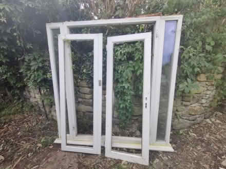 Photo of free White PVC French doors 210x210 damaged and dismantled (Cefn Mawr LL14) #1