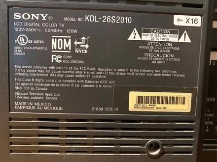 Photo of free 26” Sony Bravo LCD Flat Screen TV (Media, 19063) #3