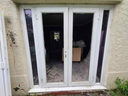 Photo of free White PVC French doors 210x210 damaged and dismantled (Cefn Mawr LL14) #2