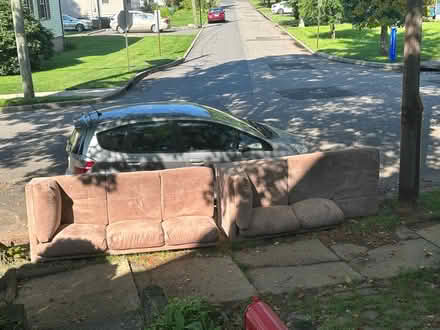 Photo of free Left handed suede sectional (Metuchen) #1