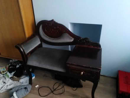 Photo of free Mahogany veneer hall seat with drawer (BT14) #1