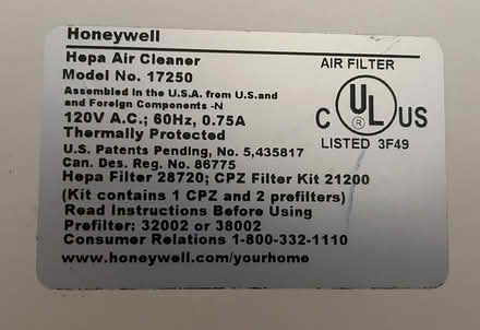 Photo of free Honeywell Air cleaner (20878) #2