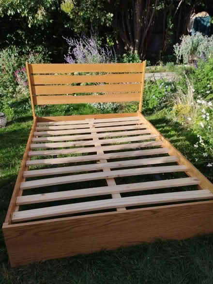 Photo of free 4'6"(1.4)Wooden Flat Pack Bed Base (Thorpe Bay SS1) #1