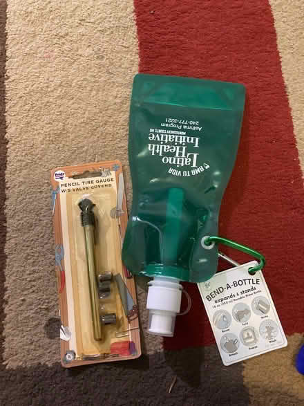 Photo of free Pencil tire gage, caps, water pouch (Garret park) #1