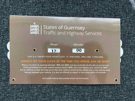 Photo of free Guernsey parking disc (South Tonbridge TN11) #1