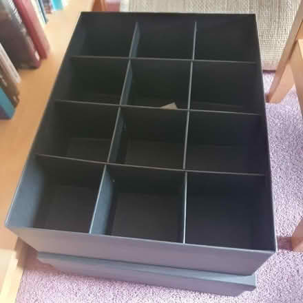 Photo of free Ikea storage box with compartments, lid and label (Great Linford MK14) #1