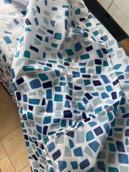 Photo of free Blue Patterned shower curtain (Letchworth SG6) #1