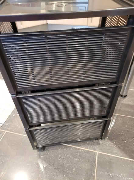 Photo of free Shelving unit on wheels. Vegetable rack. (Grange-over-Sands LA11) #1