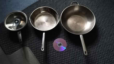 Photo of free Wok, pan and medium saucepan (Blacklands TN34) #1