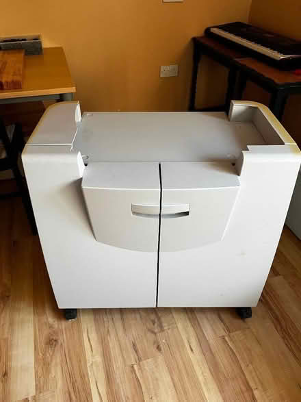 Photo of free Metal/plastic store cabinet on wheels (Lupton LA6) #2