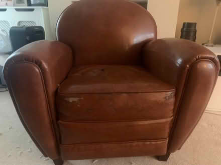 Photo of free Faux brown leather club chair (Tolworth KT6) #1