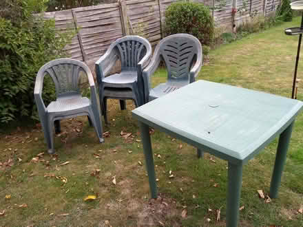 Photo of free Plastic Garden Table and Chairs (Broomfield Chelmsford) #1