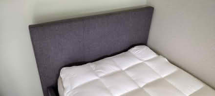 Photo of free Single grey ottoman bed with mattress (Gwernymynydd CH7) #2