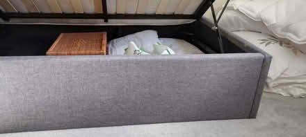 Photo of free Single grey ottoman bed with mattress (Gwernymynydd CH7) #1