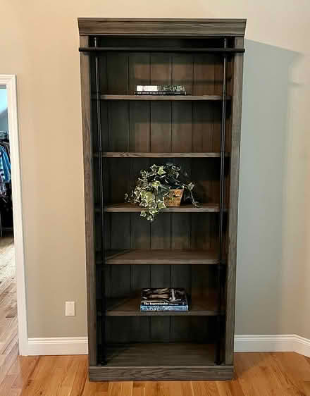 Photo of free Tall grey wood and metal shelves (South Kingston, near Rt 125) #1