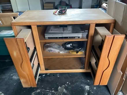Photo of free Oak and Glass TV Stand (West San Jose by Lynbrook High) #2