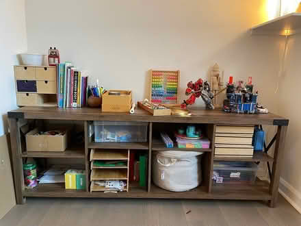 Photo of free Wooden shelf, long and low (10001 (10001 (Hudson Yards)) #1