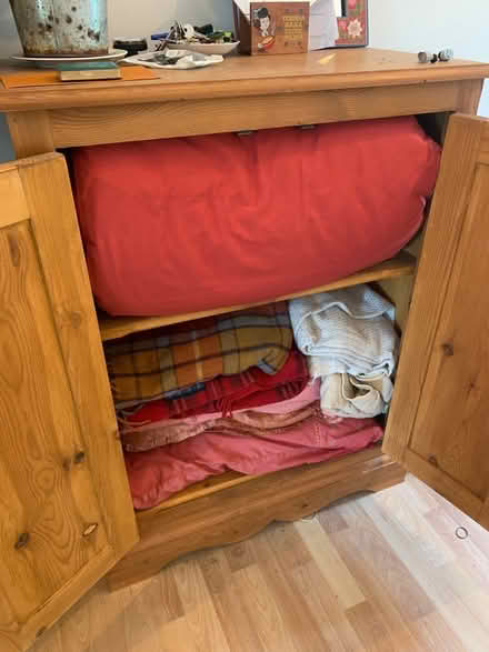 Photo of free Single red duvet and pillow (Newick Road) #1