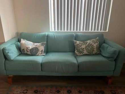 Photo of free Blue linen sofa (Carlsbad) #2