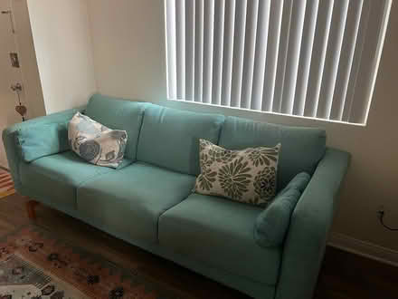 Photo of free Blue linen sofa (Carlsbad) #1