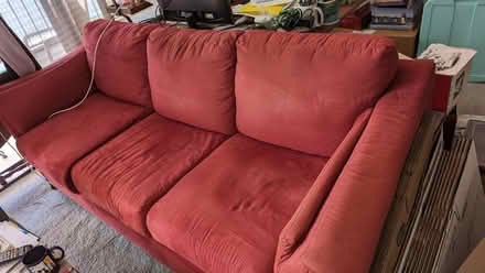 Photo of free Maroon three seater couch (Greenbrae - South Eliseo Drive) #2