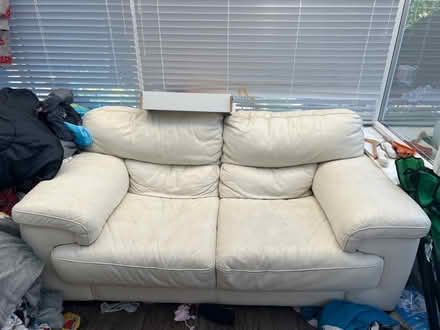 Photo of free Cream leather couch (L31) #1