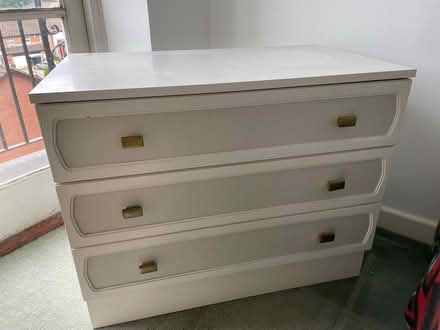 Photo of free White wooden chest of 3 drawers (B5) #1
